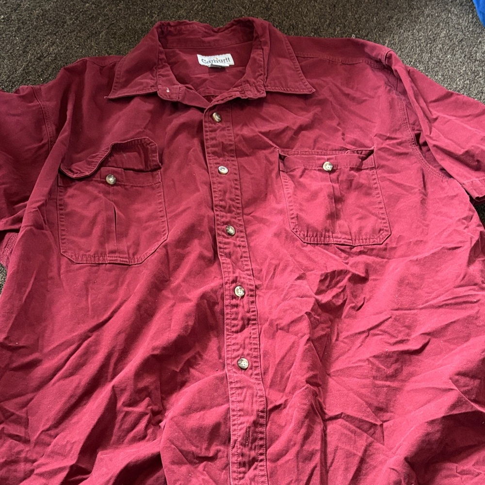 Carhartt Men's Burgundy Button Down Shirt
